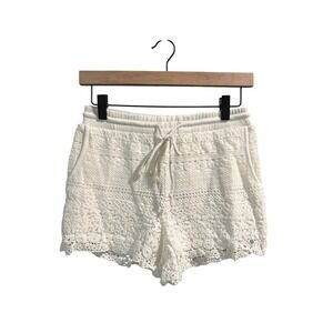 Timing White Crochet Shorts Elastic Drawstring Waist Boho Lace Size‎ M/L